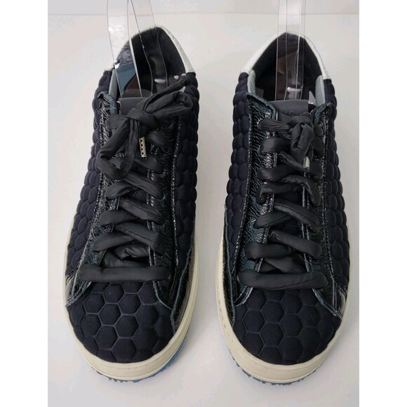 P448 Sneakers Womens 8.5 EU 39 Black Quilted John Skater Low Top Surf Later - Picture 2 of 10